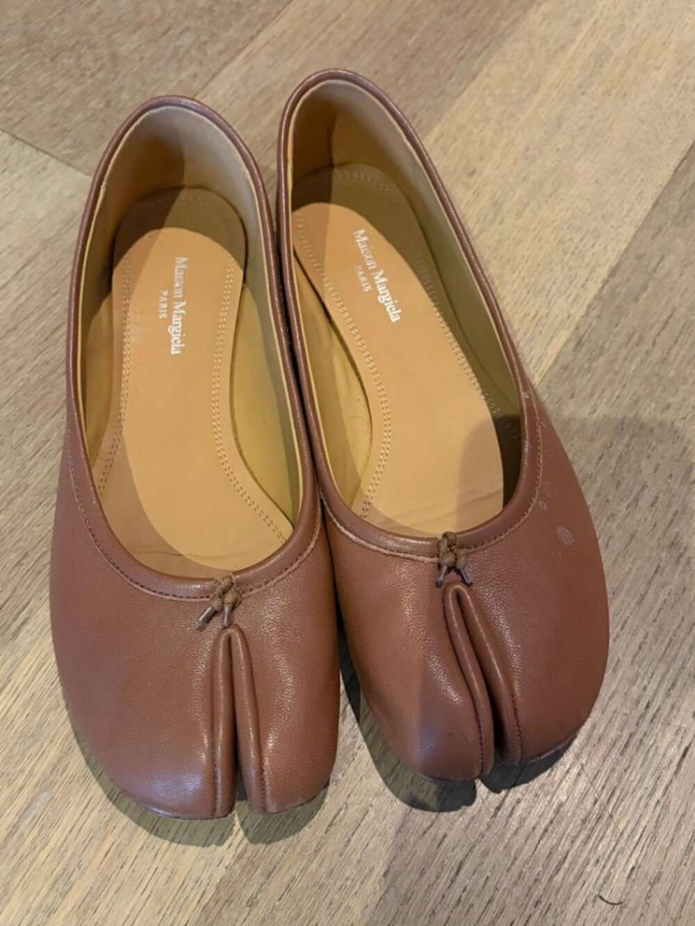 Maison Margiela Tabi Ballerina Flats Tan Leather 38